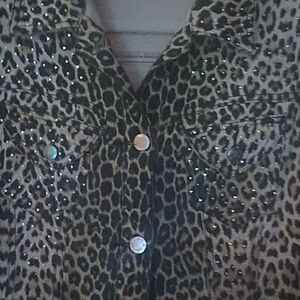 Leopard Print Studded Jacket By Diane Gilman. Size S